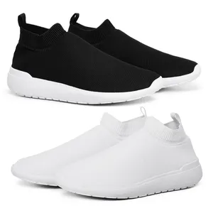 Kit 2 Tenis Feminino Academia Meia Sem Cadarço Leve Confortavel Preto e Branco