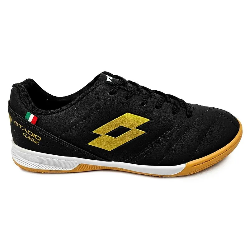 Chuteira Futsal Lotto Stadio Classic Preto Indoor Conforto