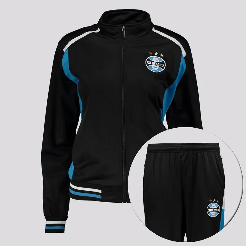 Agasalho Grêmio Trilobal Tricolor Feminino Preto