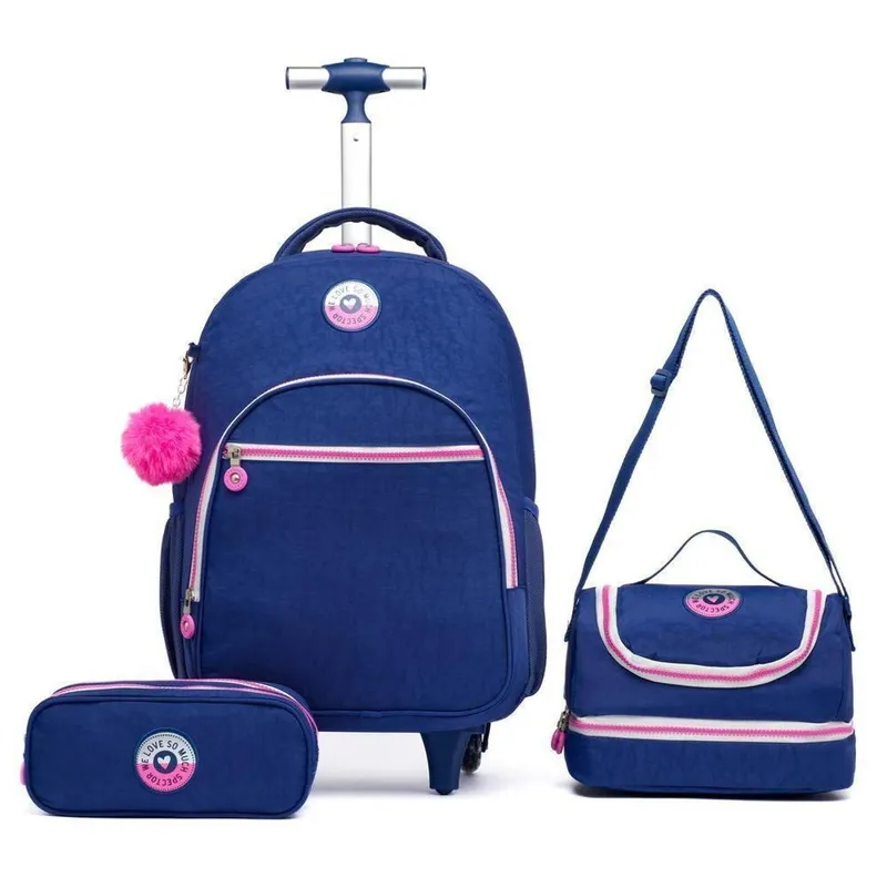 Kit Mochila de Rodinhas + Estojo + Lancheira Escolar Spector Infantil