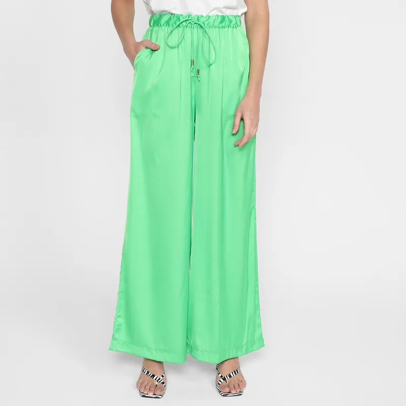 Calça Wide Leg Lança Perfume Amarração Feminina