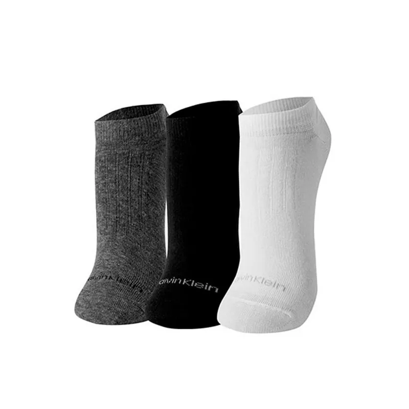 Meia Calvin Klein Invisível Preta/Branca/Cinza Kit 3 Pares