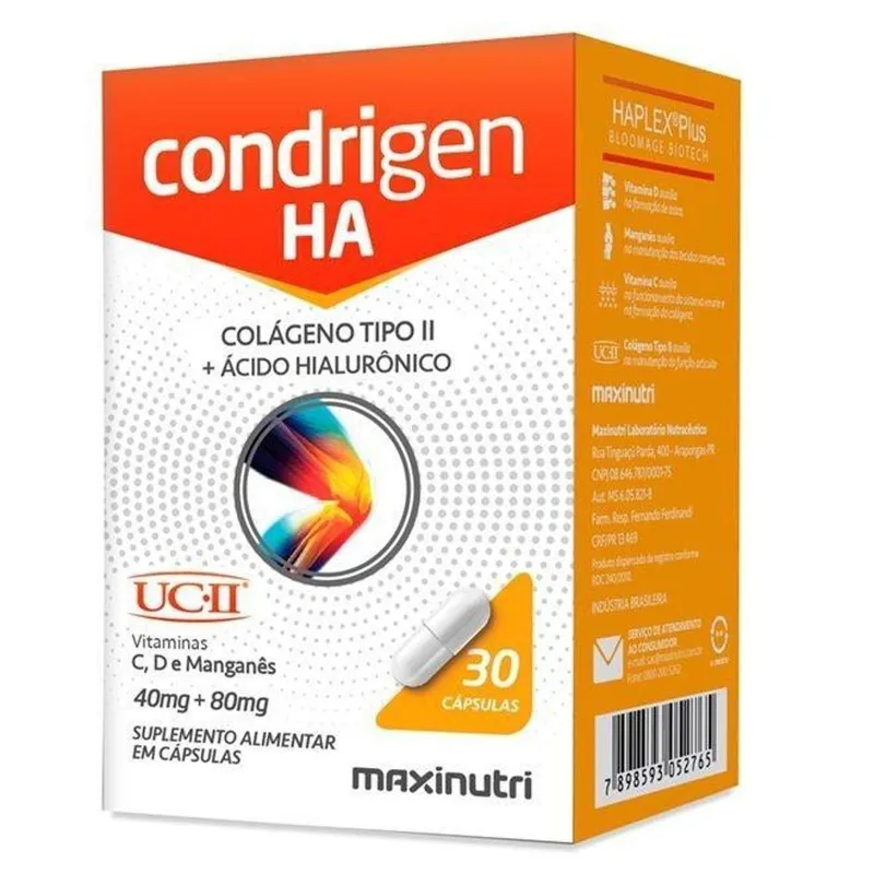 Condrigen HA Colágeno Tipo II + Ácido Hialurônico 30 Cápsulas Maxinutri