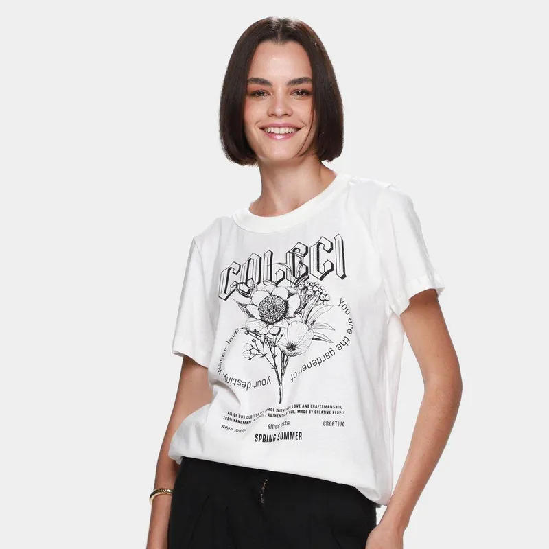 Camiseta Colcci Floral Feminina