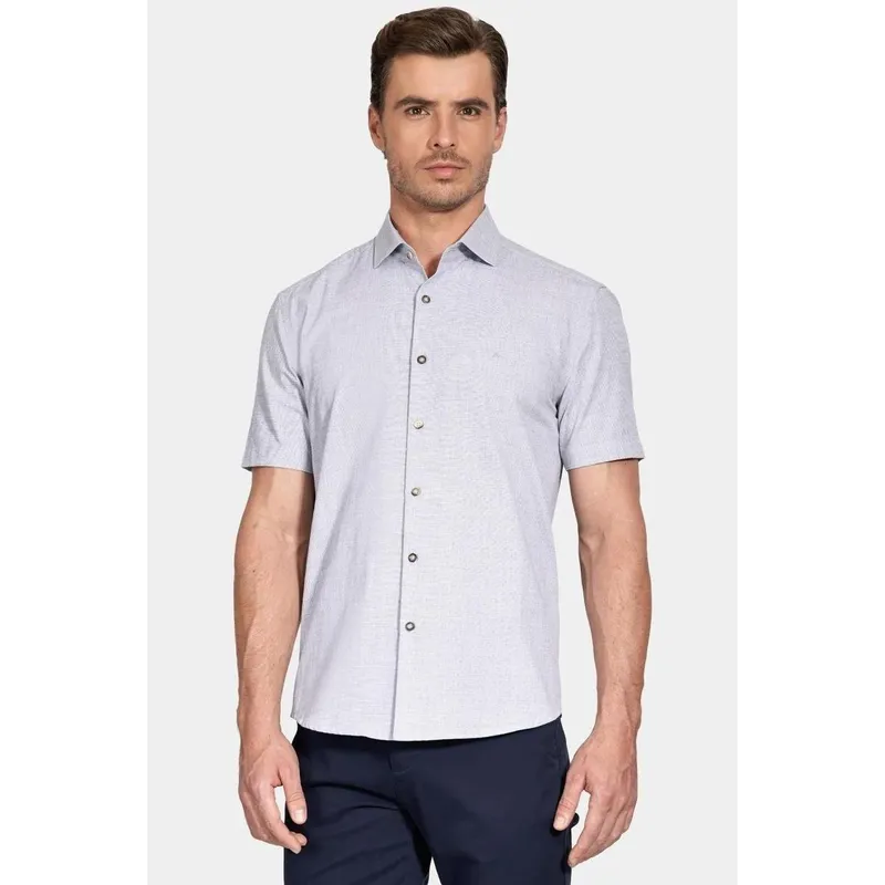 Camisa Aramis Manga Curta Slim Algodão Flame Soft Marinho