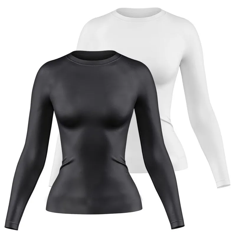 Kit 2 Camisetas Manga Longa Feminina Dry Proteção UV Básica Lisa Academia Treino Fitness