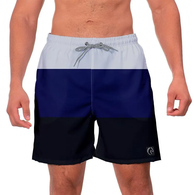 Short Praia Premium Masculino Academia Fitness Caminhada Listrado Preto Cinza