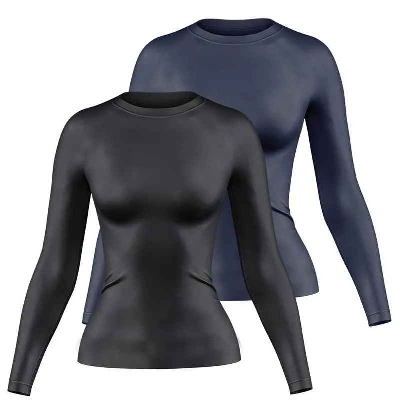 Kit 2 Camisetas Manga Longa Feminina Dry Proteção UV Básica Lisa Academia Treino Fitness