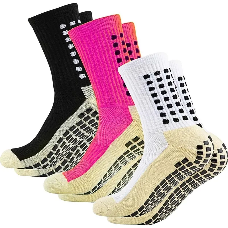 Kit 3 pares Meias esportivas cano médio antiderrapante unissex
