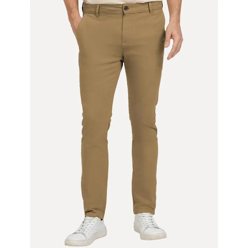 Calça King & Joe Sarja Masculina Slim Cáqui Médio