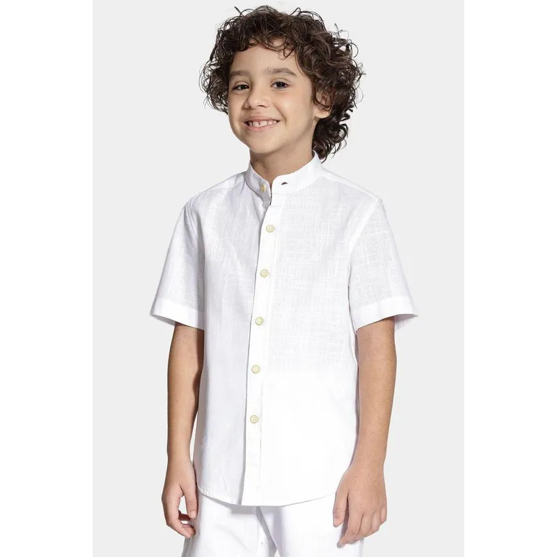 Camisa Aramis Algodão Manga Curta Gola Padre Branco