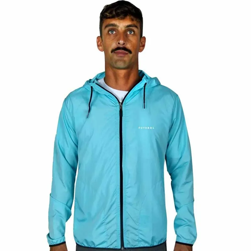 Agasalho Corta Vento Light Masculino Azul Claro WSS Futebol
