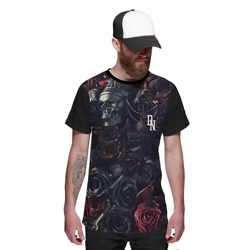 Camiseta Skull Flowers Cemitério de Caveiras com Flores