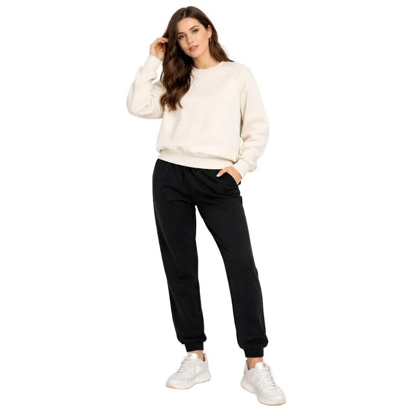 Conjunto Moletom Feminino Algodão Gola Careca e Calça Casual Confortável Estilo Casual