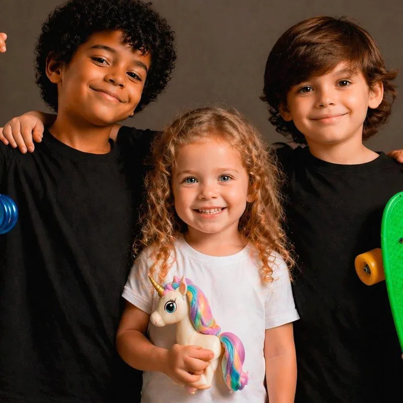 Kit 3 Camisetas Básicas Infantis Algodão Premium Nexstar Confortáveis e Duráveis