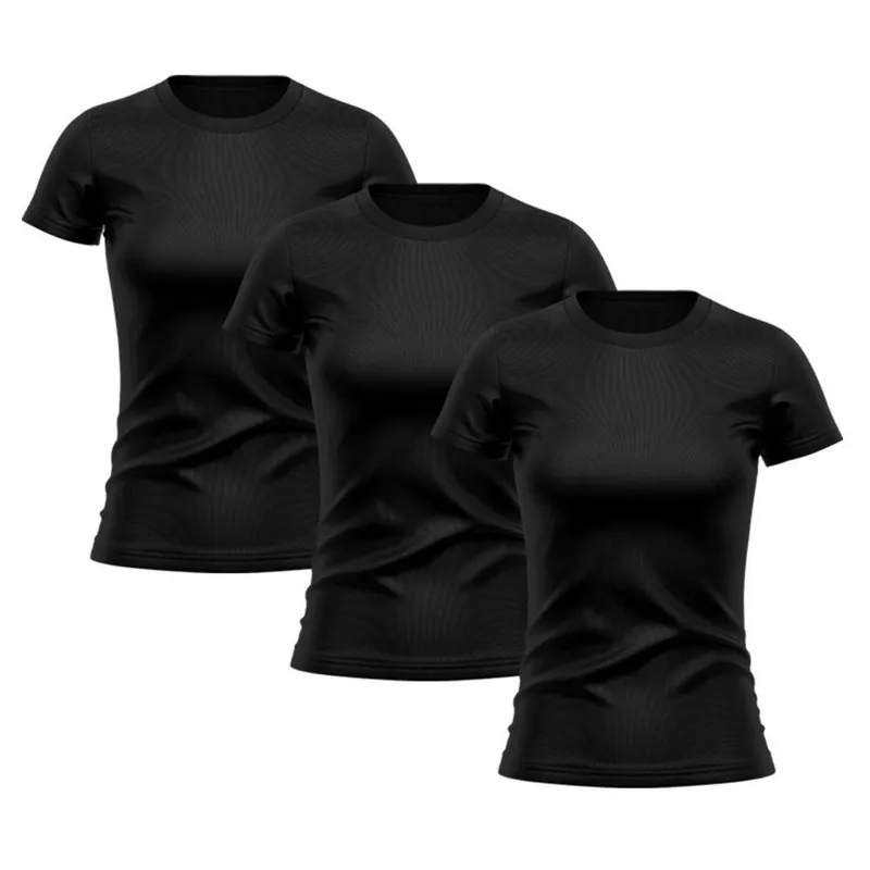 Kit 3 Camiseta Feminina Dry Proteção Solar UV Lisa Treino Academia Passeio Ciclismo Camisetas