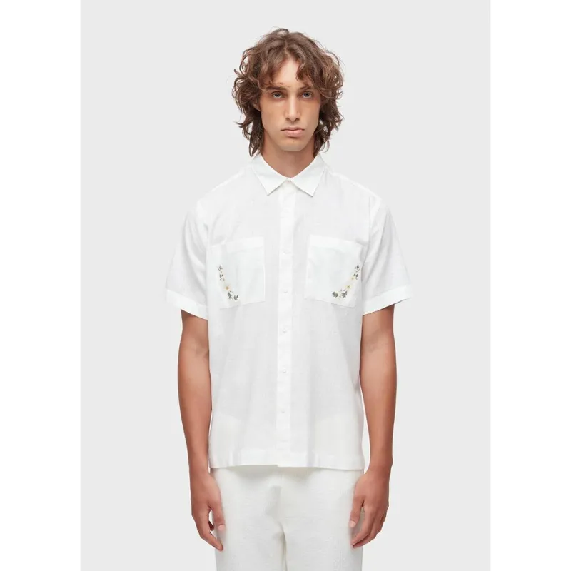 Camisa linen daisy light bordado mc OSKLEN