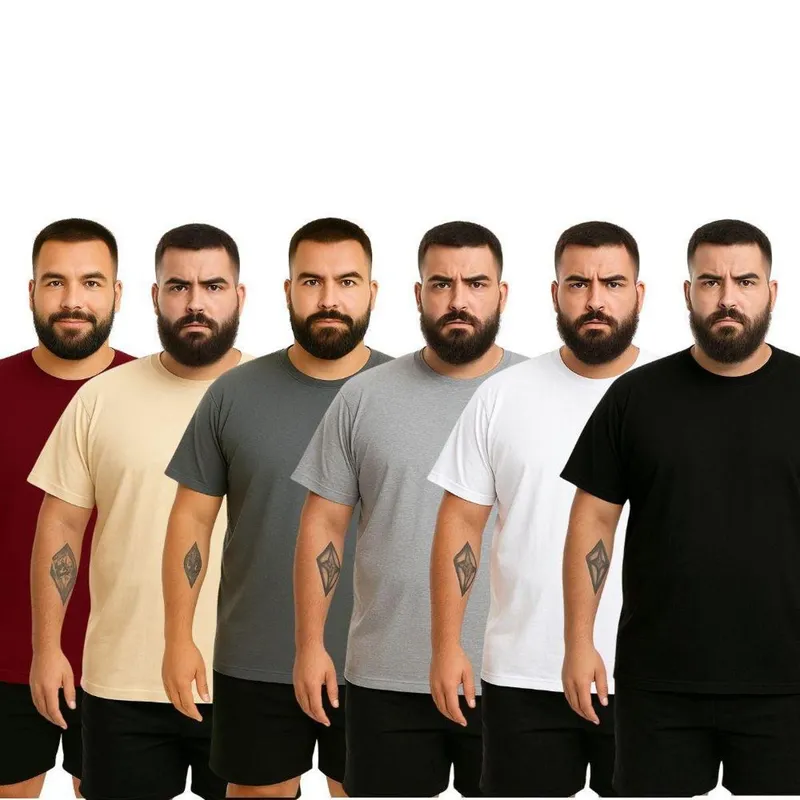 Kit 6 Camisetas Masculina Plus Size Camisa Algodão Premium