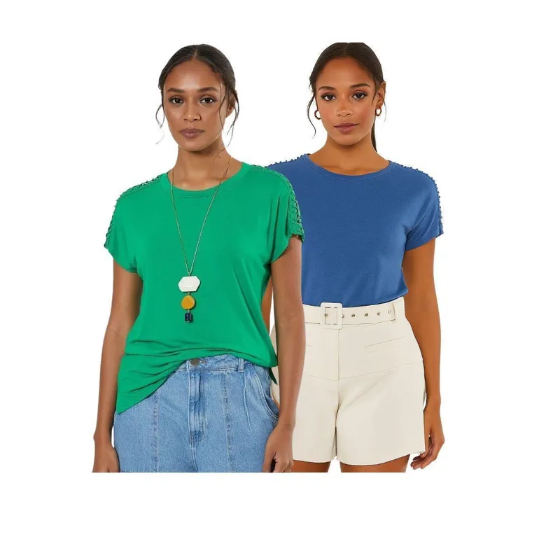 Conjunto 2 Camisetas Vih Triny Femininas Básicas Premium