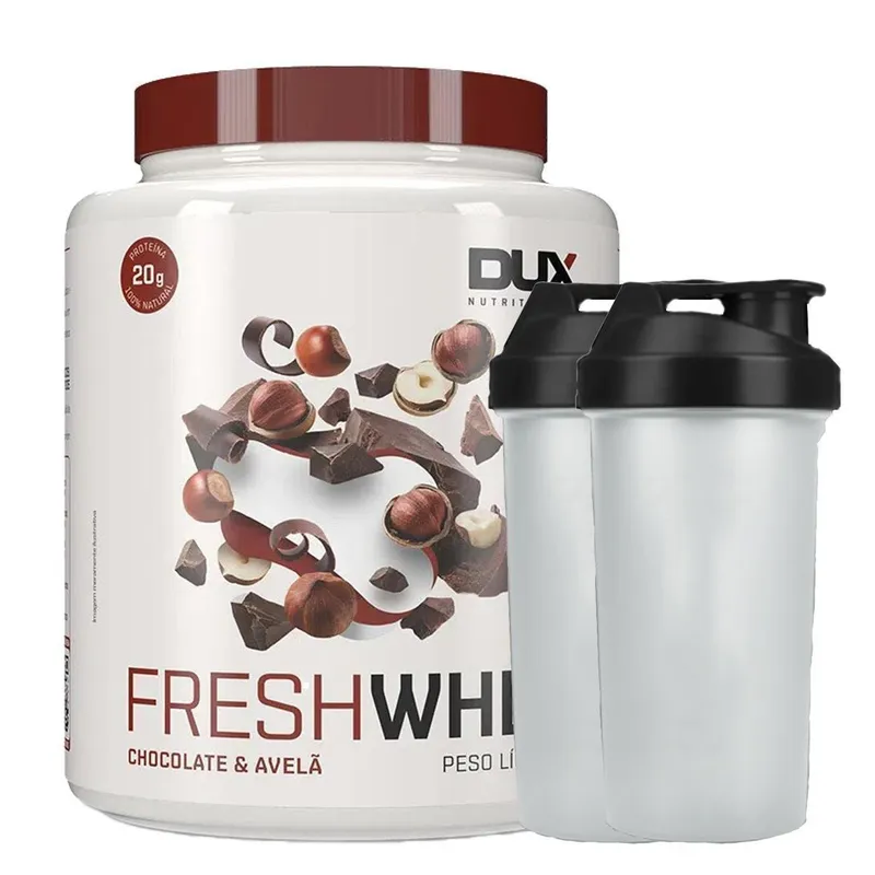 Combo Suplemento em pó Fresh Whey Nutri Conc Isolado Hidro Chocolate belga e Avela - Dux
