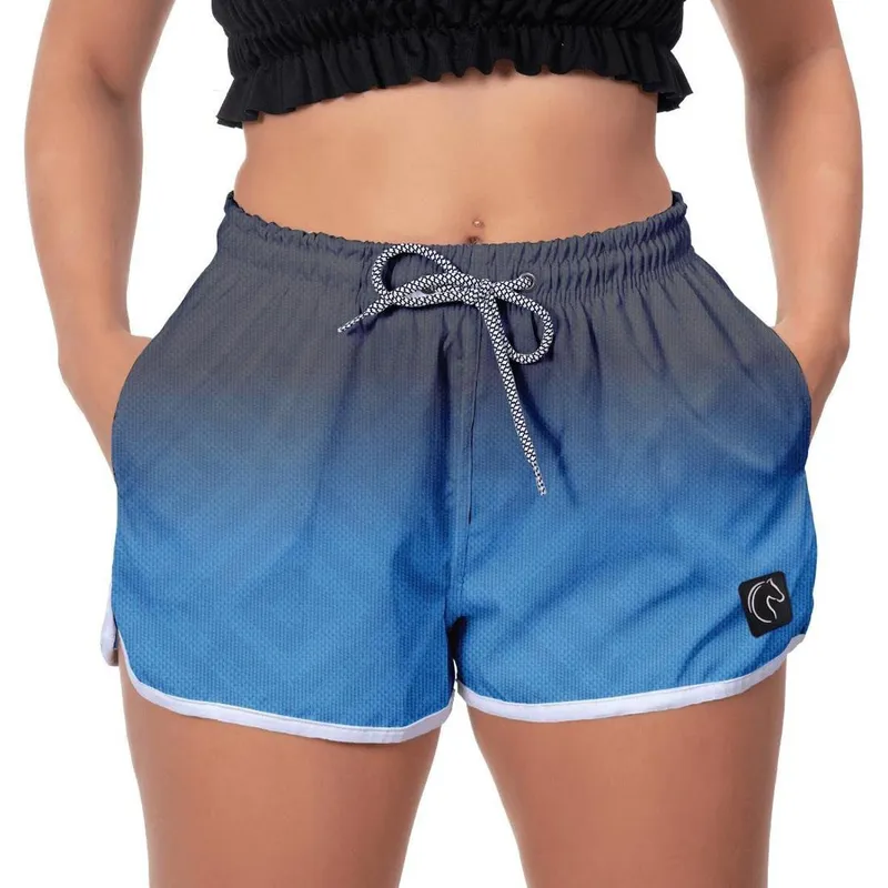 Short Praia Feminino W2 Degrade Cinza Azul