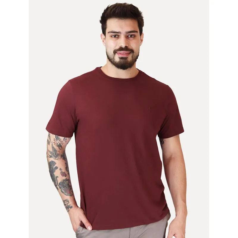 Camiseta Dudalina Masculina Essentials Modal Logo Vinho
