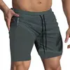 Short Treino Térmico 2 em 1 com Bolso Porta-Toalha Calção Academia