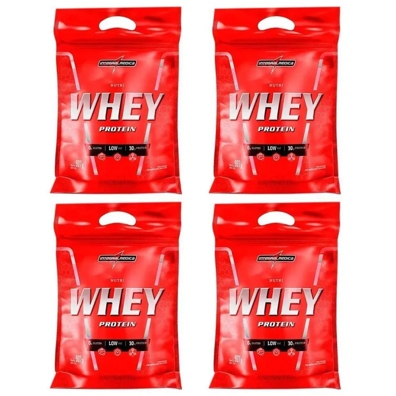 Combo 4x Nutri Whey Isolado Concentrado 907 Chocolate Refil - Integralmedica