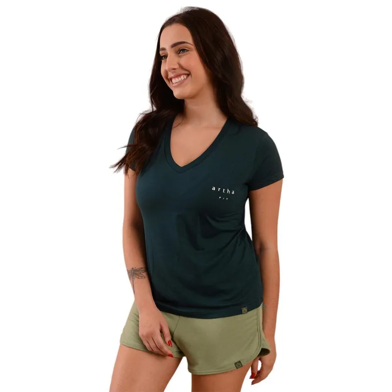 Blusa fitness gola v Arthafit