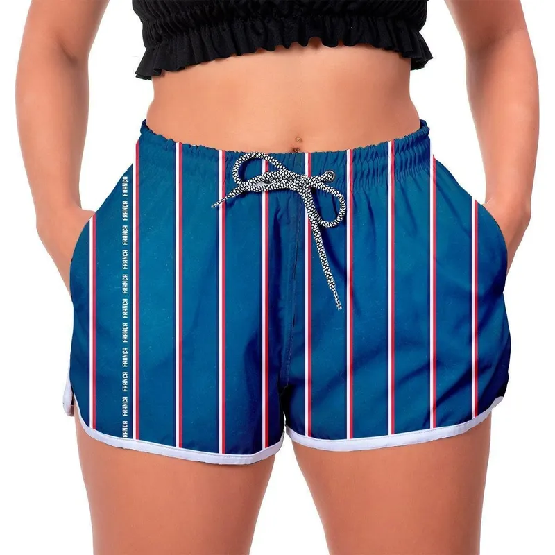 Short Feminino Time França Bolsos Laterais Premium Verão