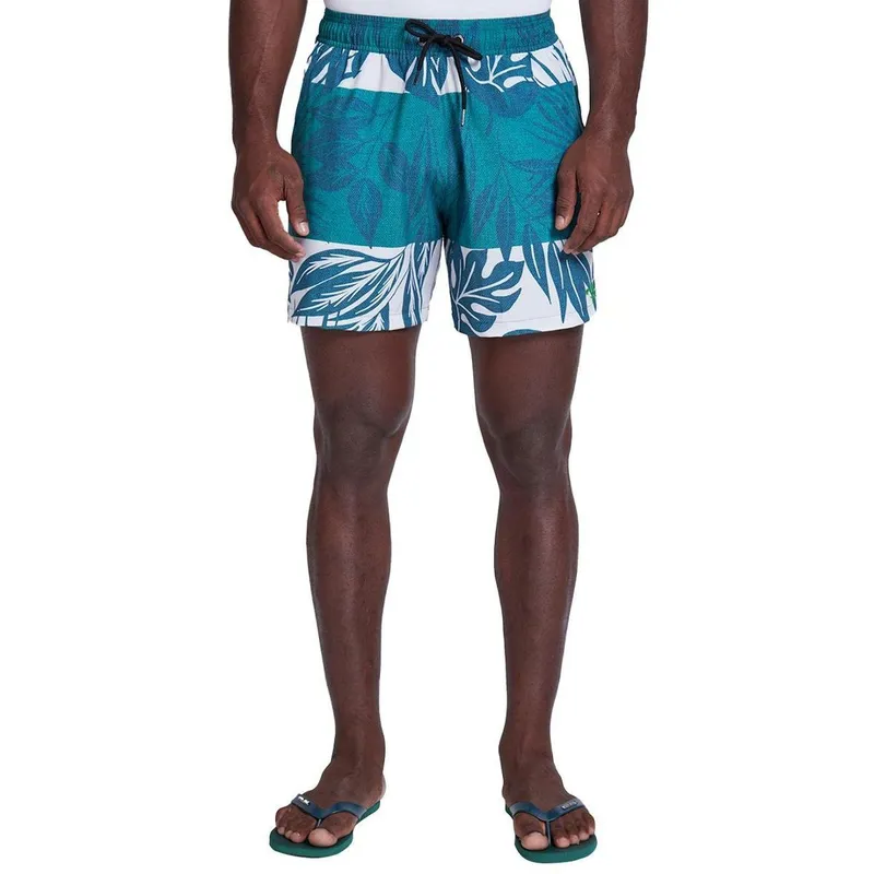 Short Dudalina Masculino D'Água Floral Verde Escuro