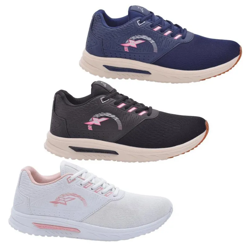 Kit 3 Pares Tênis Feminino Esportivo Original FXB Confortável Caminhada Treino