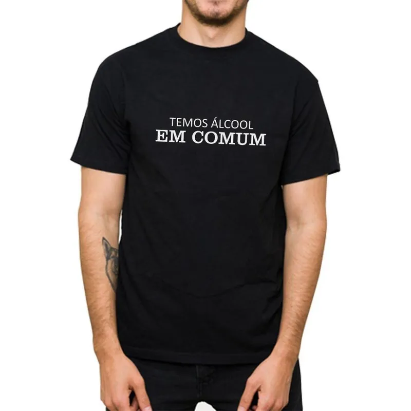 Camiseta Basica Masculina Algodão Manga Curta Gola Redonda Abrir Garrafa