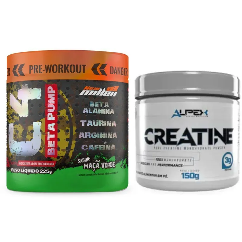 Kit Pré Treino C4 New Millen + Creatina Pura Alpex 150g