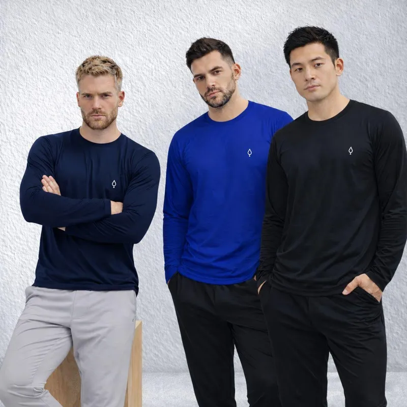 Kit 3 Camiseta Dry Manga Longa Resina Masculina Fitness Corrida Academia