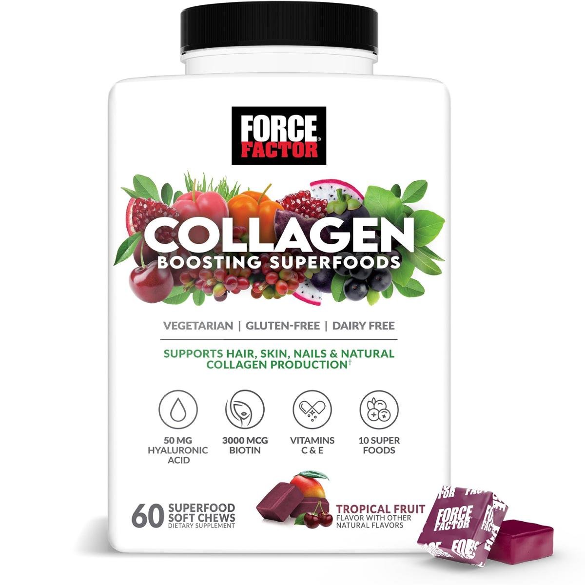 Suplemento de superalimentos que aumentam o colágeno Force Factor 60 cápsulas