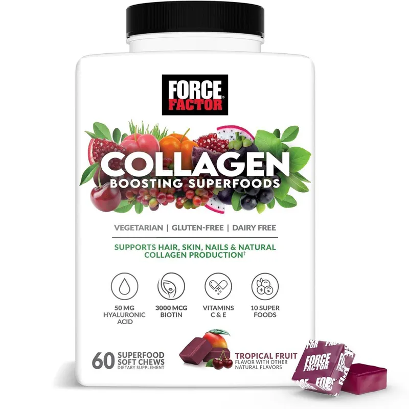 Suplemento de superalimentos que aumentam o colágeno Force Factor 60 cápsulas