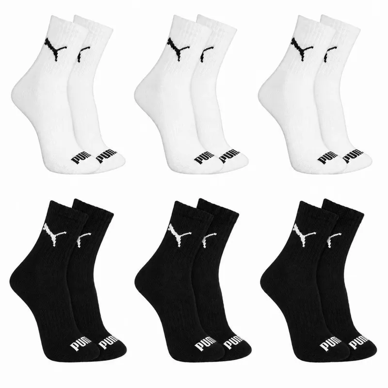 Kit 6 Pares Meias Puma Cano Médio Algodão Meia Atoalhada Adulto Masculino Feminino Original