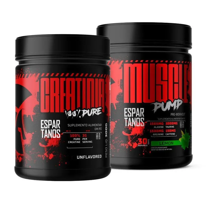 Kit Creatina Pura 300g + Pré treino Muscle Pump - Espartanos