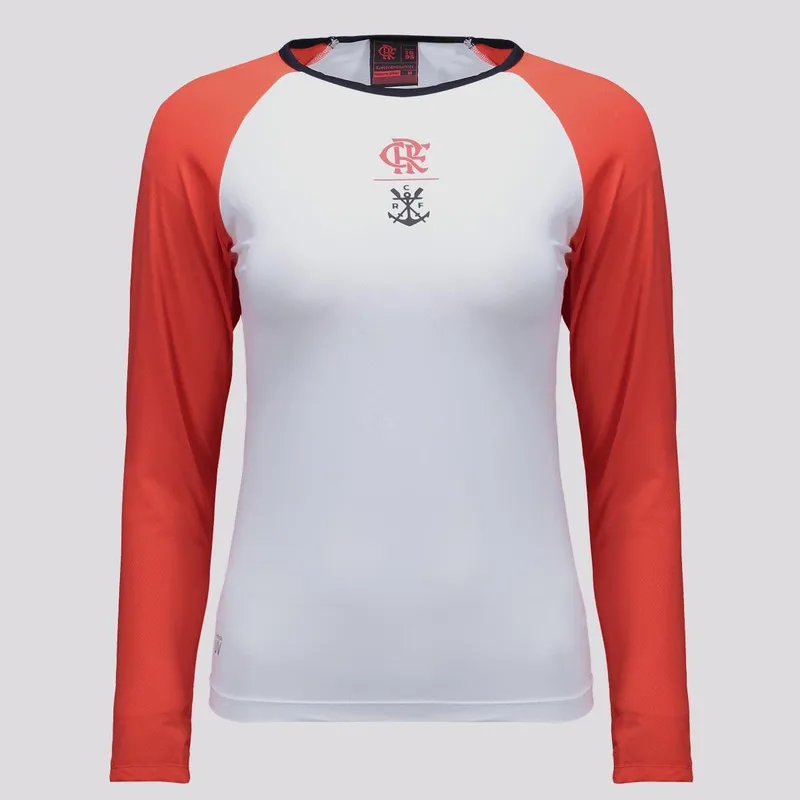 Camisa Manga Longa Flamengo Plaga Feminina Branca