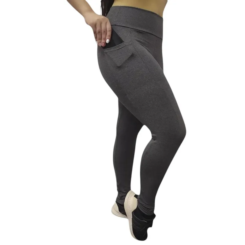 Calça Legging LISA com BOLSOS Leg Fitness Academia Corrida Cintura Alta Feminina 1057