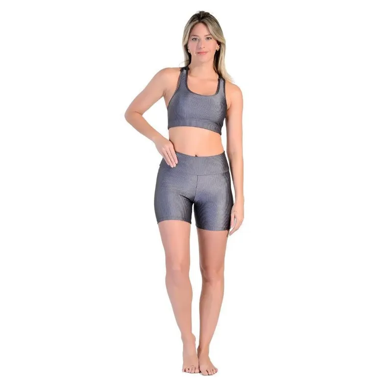 Shorts Básico Fitness em Tecido Rib Shine Wunder