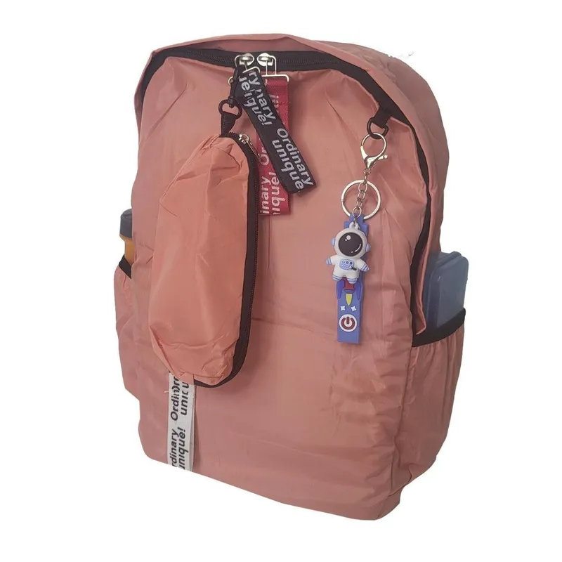 Kit Mochila + Estojo Escolar Feminina Com Chaveiro