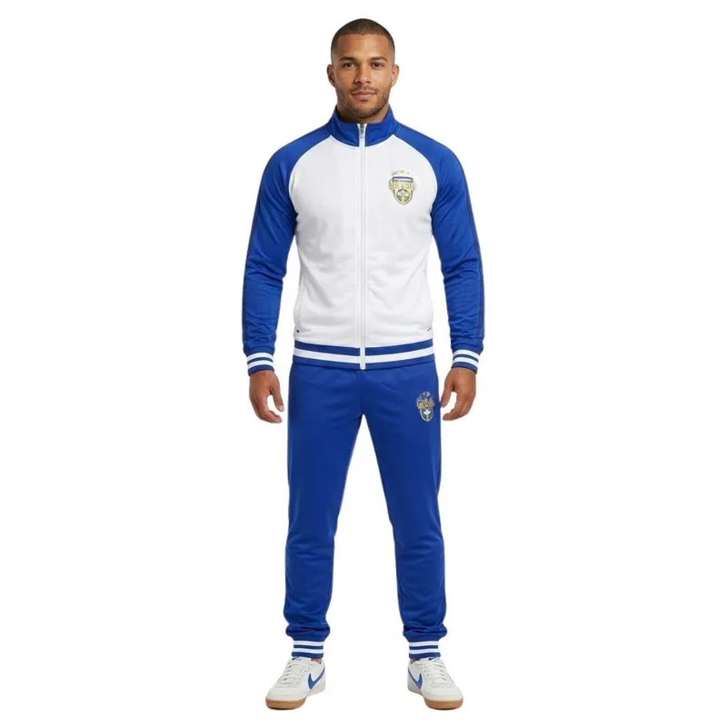 Agasalho Conjunto Brasil Seleção Jaqueta Calça Branco/Azul