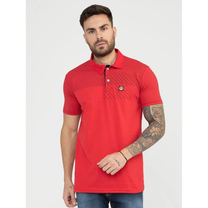 Camiseta Masculina Trup Sea Polo Com Detalhes em Couro Premium Tendência Casual