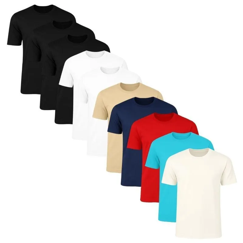 Kit 10 Camisetas Masculina Lisa Básica 100% Algodão