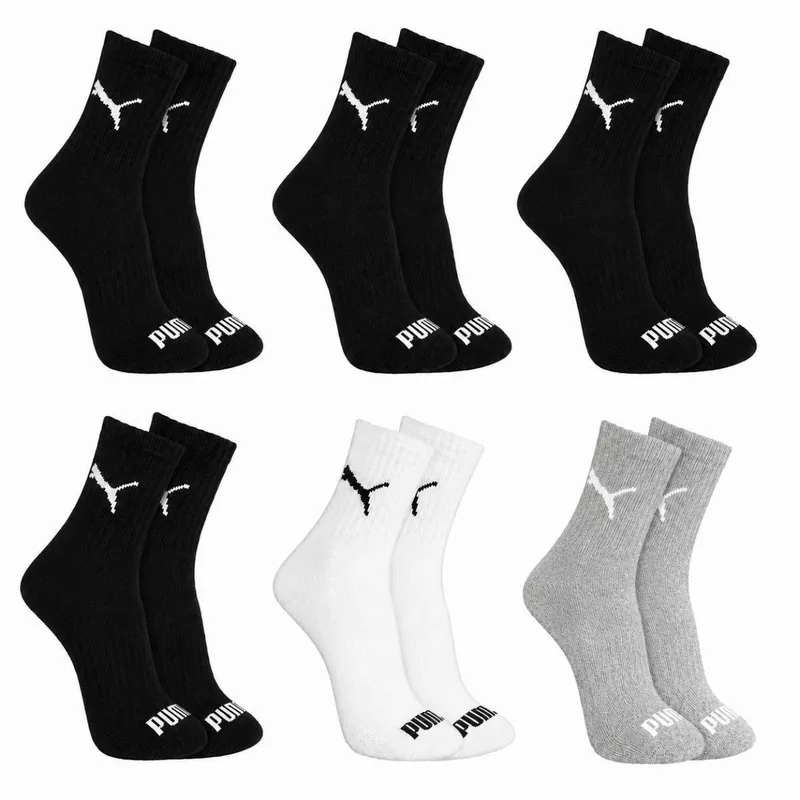 Kit 6 Pares Meias Puma Cano Médio Algodão Meia Atoalhada Adulto Masculino Feminino Original