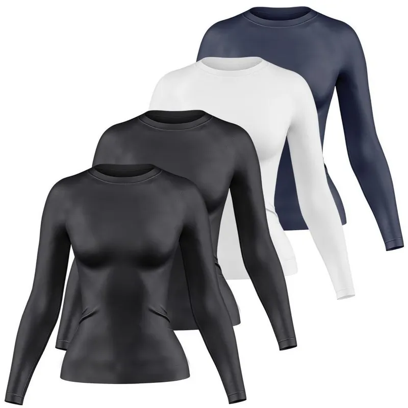 Kit 4 Camisetas Manga Longa Feminina Dry Proteção UV Básica Lisa Academia Treino Fitness