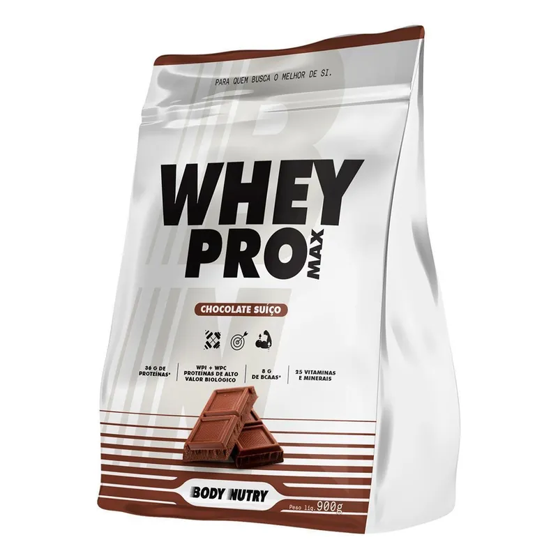 Whey Pro Max Body Nutry 900g Proteína em Pó Sabores Morango Chocolate ou Baunilha