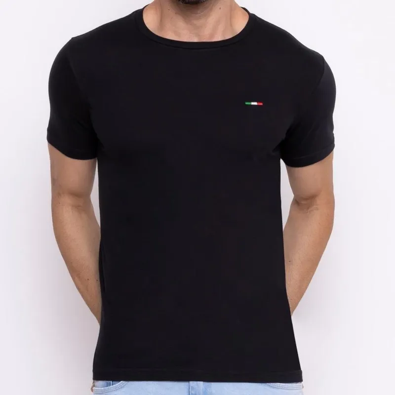 Camiseta Masculina Básica Vih Triny com Bordado no Estilo Algodão Premium Itália